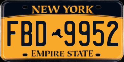 NY license plate FBD9952