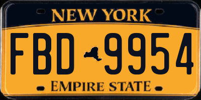 NY license plate FBD9954