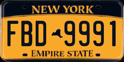 NY license plate FBD9991