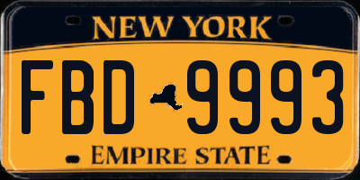 NY license plate FBD9993
