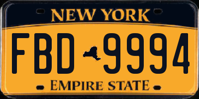 NY license plate FBD9994