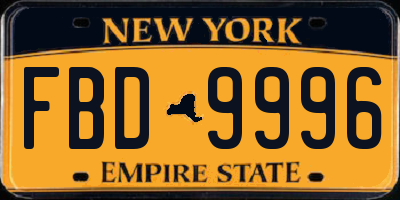 NY license plate FBD9996