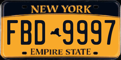 NY license plate FBD9997