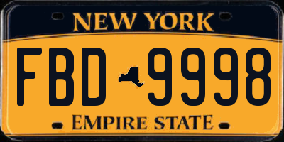 NY license plate FBD9998