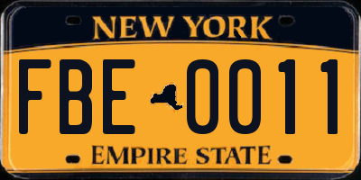 NY license plate FBE0011