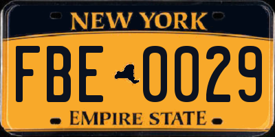 NY license plate FBE0029
