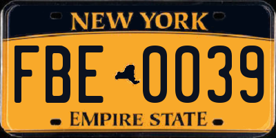 NY license plate FBE0039