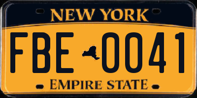 NY license plate FBE0041