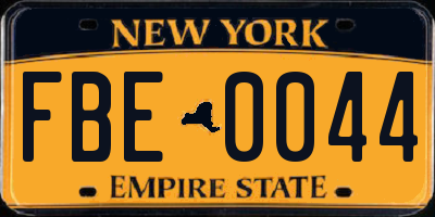 NY license plate FBE0044
