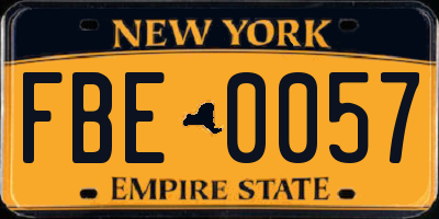 NY license plate FBE0057