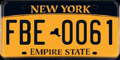 NY license plate FBE0061