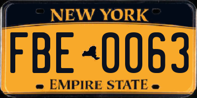 NY license plate FBE0063