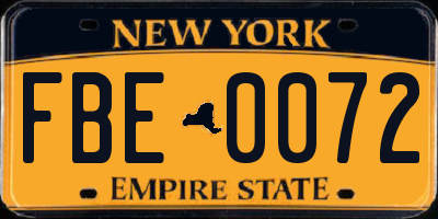 NY license plate FBE0072