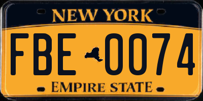 NY license plate FBE0074