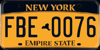 NY license plate FBE0076