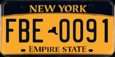 NY license plate FBE0091