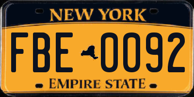 NY license plate FBE0092