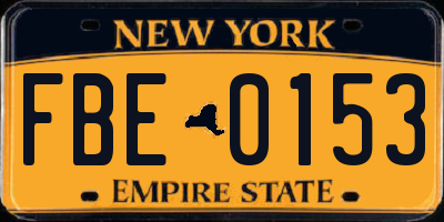 NY license plate FBE0153