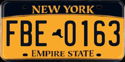 NY license plate FBE0163