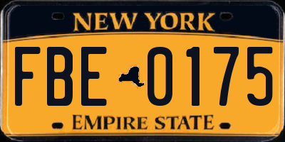 NY license plate FBE0175
