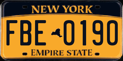 NY license plate FBE0190