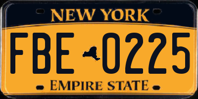 NY license plate FBE0225
