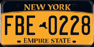 NY license plate FBE0228
