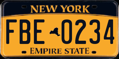 NY license plate FBE0234