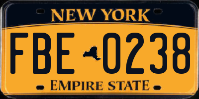 NY license plate FBE0238