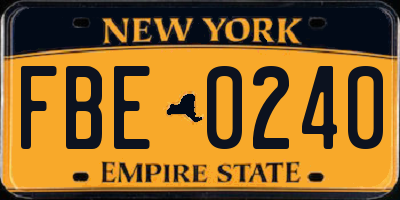 NY license plate FBE0240