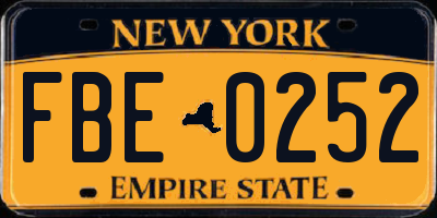 NY license plate FBE0252