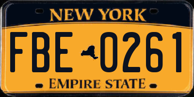 NY license plate FBE0261