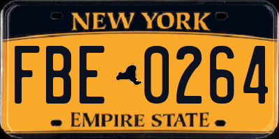 NY license plate FBE0264