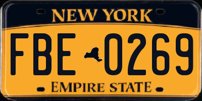 NY license plate FBE0269