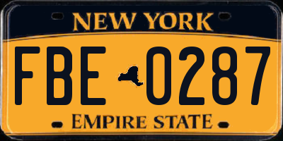NY license plate FBE0287