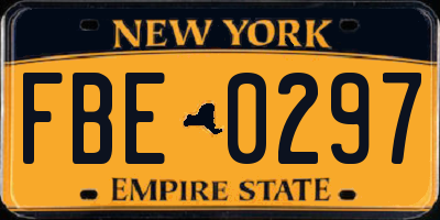NY license plate FBE0297