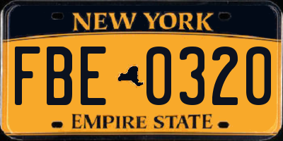NY license plate FBE0320