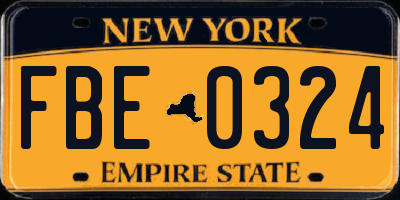 NY license plate FBE0324
