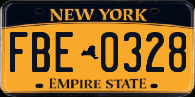 NY license plate FBE0328