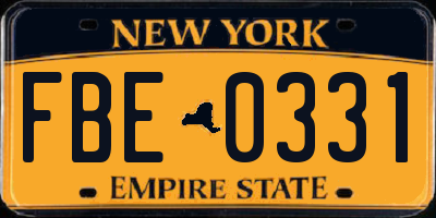 NY license plate FBE0331