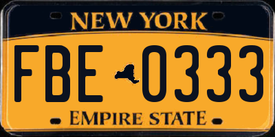 NY license plate FBE0333