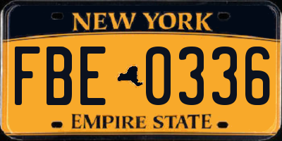 NY license plate FBE0336