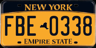 NY license plate FBE0338