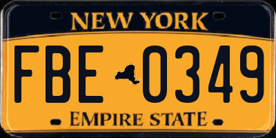 NY license plate FBE0349