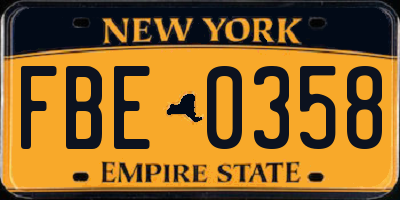 NY license plate FBE0358