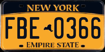 NY license plate FBE0366