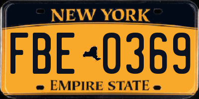 NY license plate FBE0369