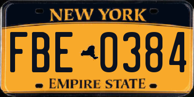 NY license plate FBE0384