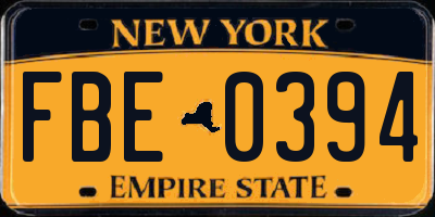 NY license plate FBE0394