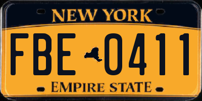 NY license plate FBE0411